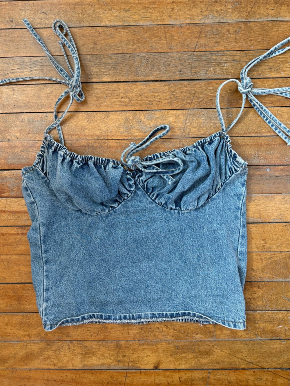 Denim Tie Up Bustier Tank Top